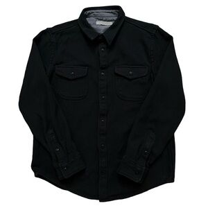 Outerknown Blanket Shirt Mens Size L Long Sleeve Button Organic Cotton Black
